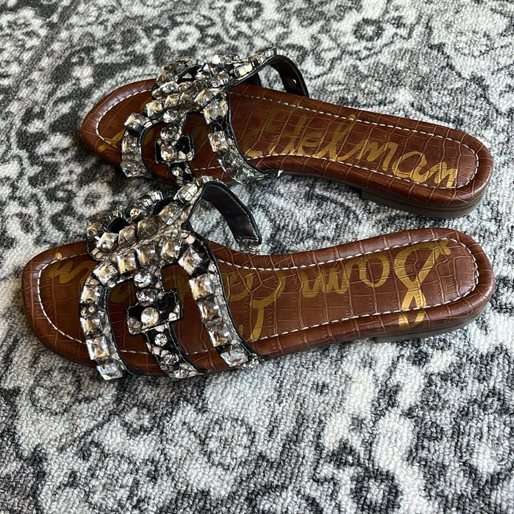 Sam Edelman sandals slides bling bling reptile print - Picture 2 of 5